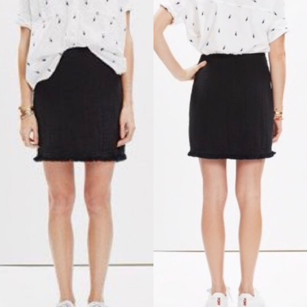 Madewell Hideaway Fringe Mini Skirt Women’s Size‎ 4 Black 100% Cotton